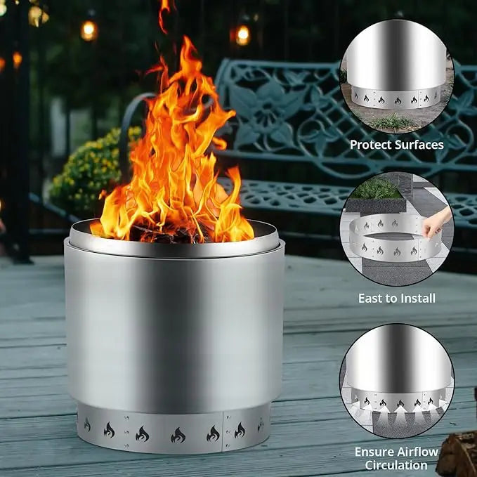 Fire Pit Stand for Solo Stove Bonfire & Other 19.5" Firepit, 304 Stainless Steel Heavy Duty Fire Pit Accessory Outdoor Fireplace