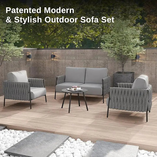 4 Pieces Patio Furniture Set with Coffee Table,