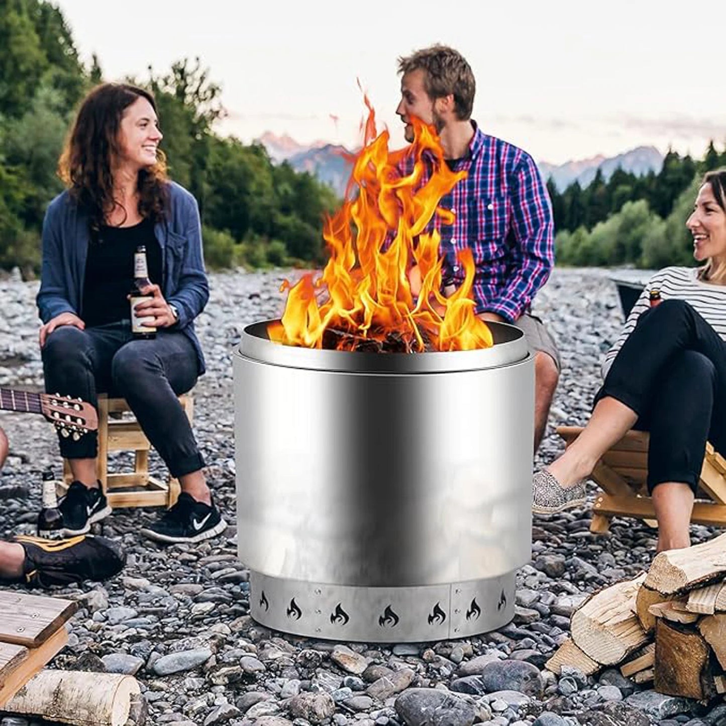 Fire Pit Stand for Solo Stove Bonfire & Other 19.5" Firepit, 304 Stainless Steel Heavy Duty Fire Pit Accessory Outdoor Fireplace