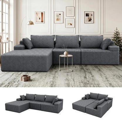 108" L-Shaped Boneless Cloud Sofa