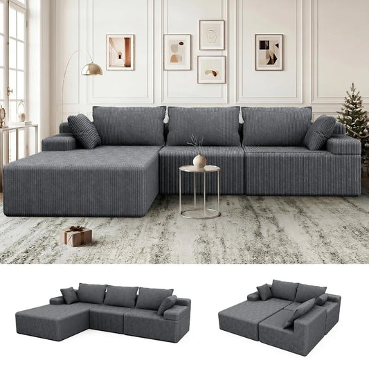 108" L-Shaped Boneless Cloud Sofa