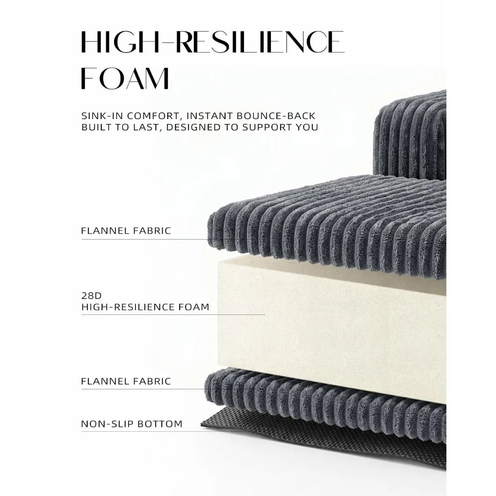 108" L-Shaped Boneless Cloud Sofa