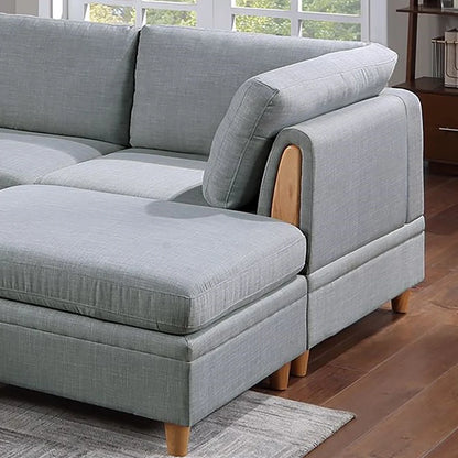 8pc Sectional Sofa Set Light Grey
