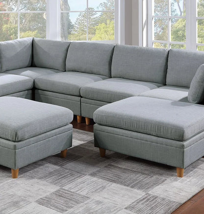 8pc Sectional Sofa Set Light Grey