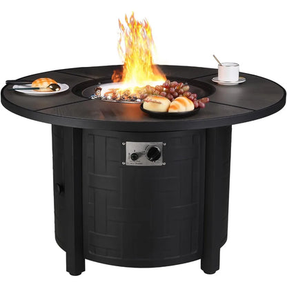 42in Propane Fire Pit Table, 50,000 BTU Auto-Ignition Outdoor Patio Fire Pit with Waterproof Cover