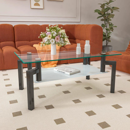 Rectangle Black or Clear Glass Coffee Table